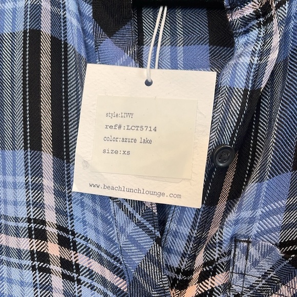 NWT Beach Lunch Lounge Sally Brushed Flannel Blue Shirt Size XS - Picture 4 of 10